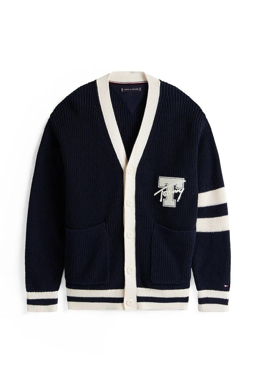 Cardigan Varsity con scollatura a V e logo - immagine 2